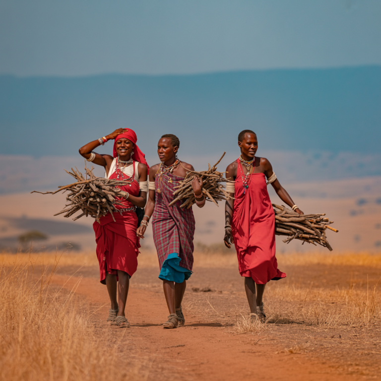 Maasai women collecting firewood